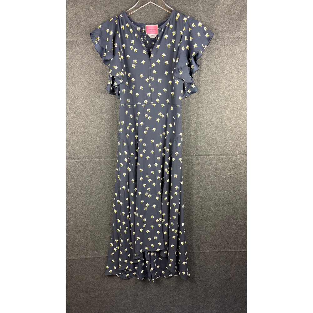 Kate Spade Daisy Toss Flutter Sleeve Dress Nightcap Navy Floral Size 2 NWT $359
